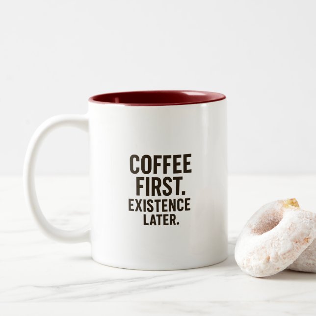 Kaffee först, existens senare Mugg – Kaffeinexplos (Med munk)