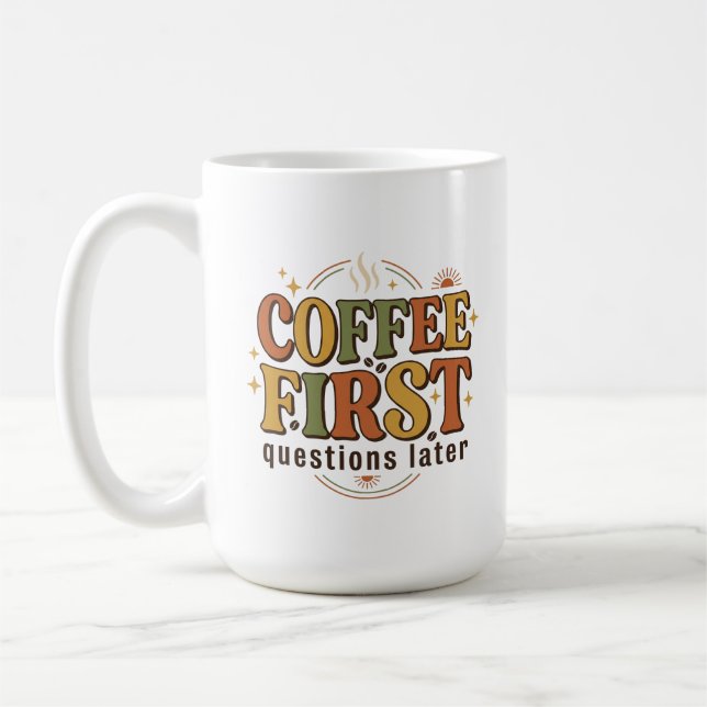 Kaffee Först Frågor Senare Retro Namn Kaffemugg (Vänster)