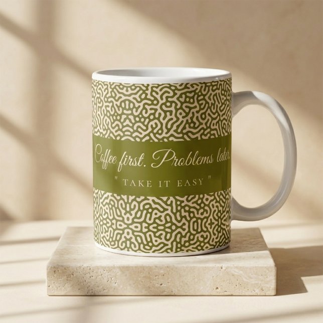 Kaffee först Problem senare Personlig Mugg (Coffee First Problems Later Personalized Mug - Funny Coffee Mug)