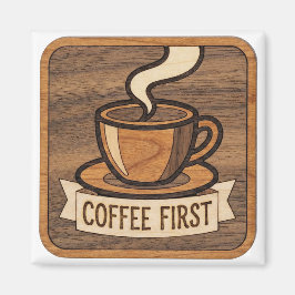 Kaffee Först Trä Magnet