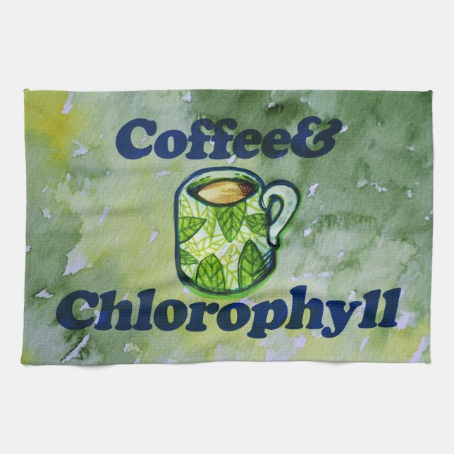 Kaffee & Klorofyll Växt Dam Kaffegudinna       Kökshandduk (Horisontell)