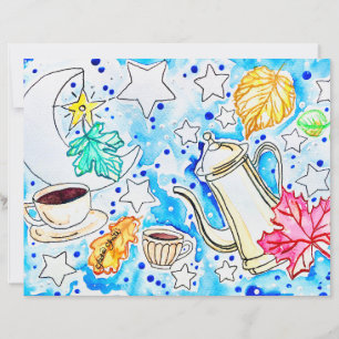 Kaffee med höstlövskonst