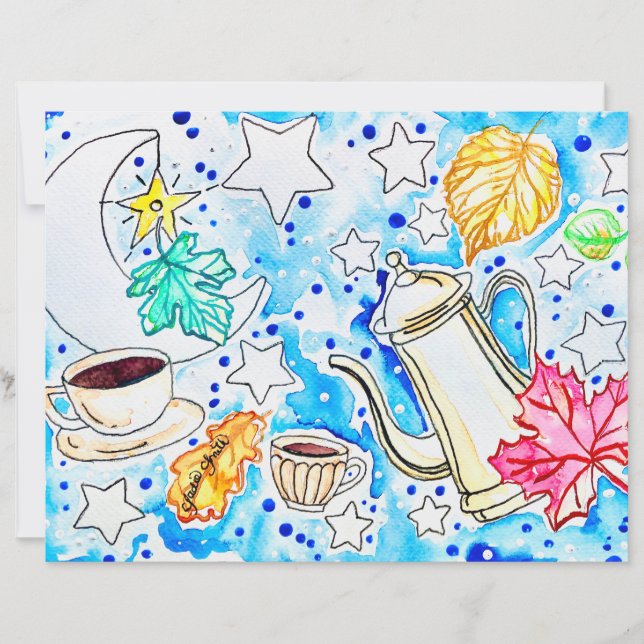 Kaffee med höstlövskonst (Framsida)