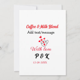 Kaffee & mjölk blandar kärlek par kaffe rött hjärt inbjudningar