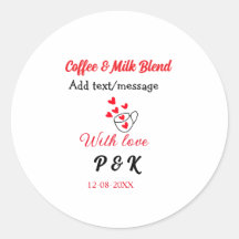 Kaffee & mjölk blandar kärlek par kaffe rött hjärt