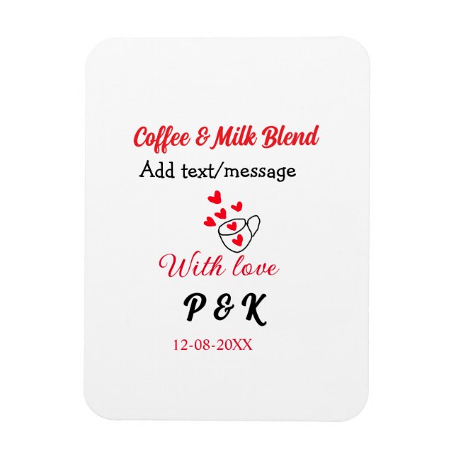 Kaffee & mjölk blandning kärlek par kaffe rött hjä magnet (Vertikal)