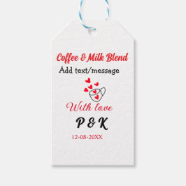 Kaffee & mjölk blandning kärlek par kaffe rött hjä presentetikett