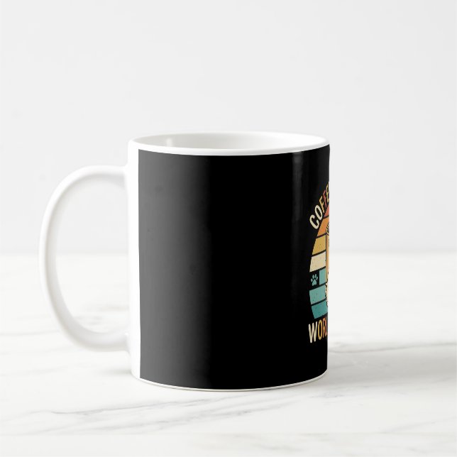 Kaffee och hundar Retro Pug-älskare Kaffemugg (Vänster)