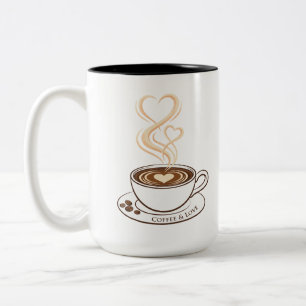 Kaffee och kärlek Dubbelhjärtad konst Mugg