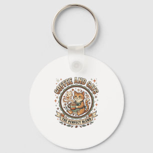 Kaffee Och Katter Katt Kaffe Vintage Vektor Art T- Nyckelring