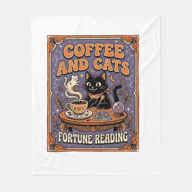 Kaffee Och Katter Katt Teblad Kaffedivination Fleecefilt (Framsidan)