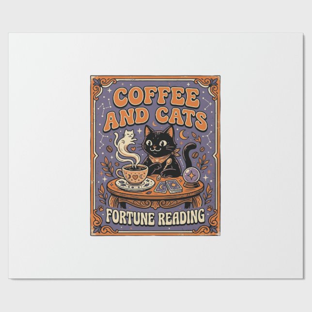 Kaffee Och Katter Katt Teblad Kaffedivination Presentpapper (Platt)