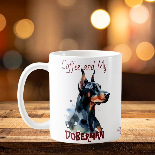 Kaffee och min dobermann söt/personaliserad mugg (Skapare uppladdad)