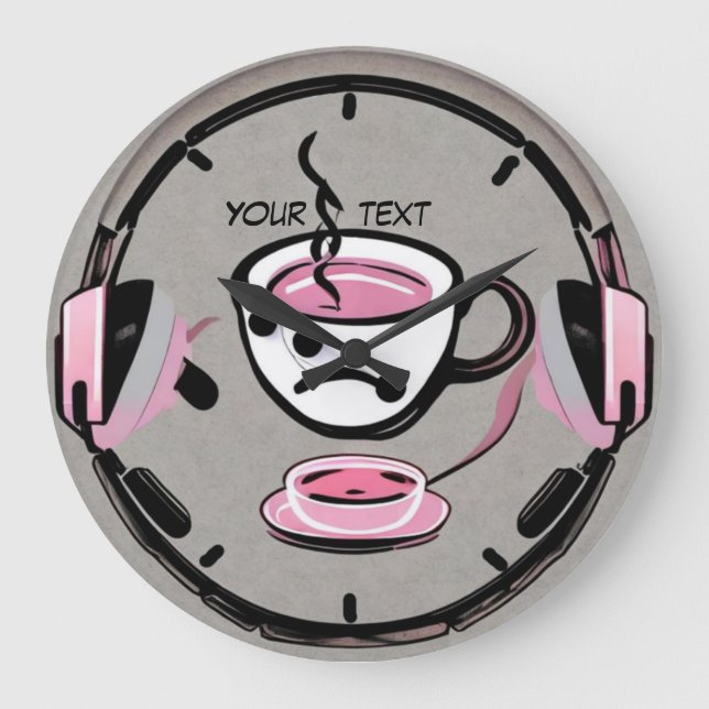 Kaffee och modern musik stor klocka (Framsida)