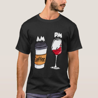 Kaffee på morgonen Vin på kvällen Drickande Dricka T Shirt