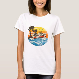 Kaffee Retro Solnedgång Design T Shirt