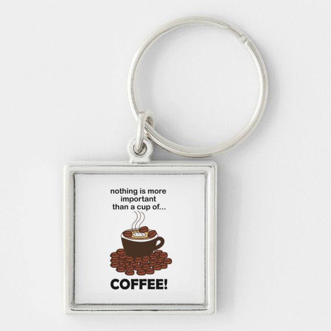 Kaffee Roligt Kaffe Älskare Kaffe  Fyrkantig Silverfärgad Nyckelring (Framsidan)
