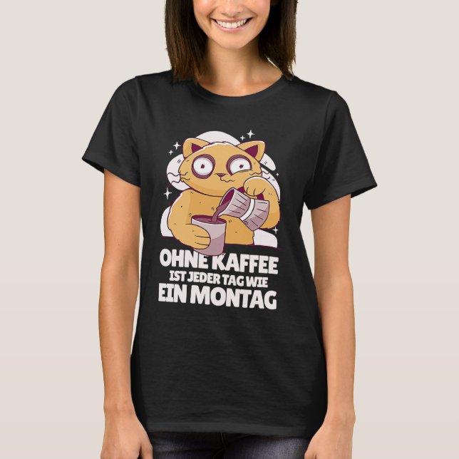 Kaffee Sovande Katt som säger T Shirt (Framsida)