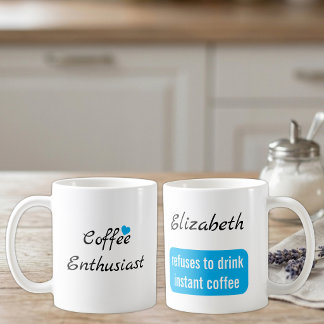 Kaffeentusiast anpassat namn vitt och blått kaffemugg