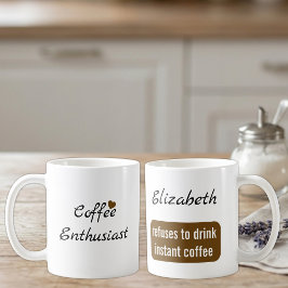 Kaffeentusiast anpassat namn vitt och brunt kaffemugg