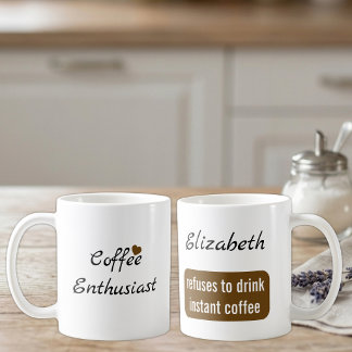 Kaffeentusiast anpassat namn vitt och brunt kaffemugg