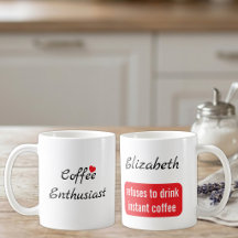 Kaffeentusiast anpassat namn vitt och rött