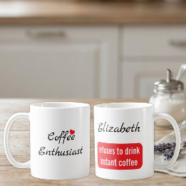 Kaffeentusiast anpassat namn vitt och rött kaffemugg