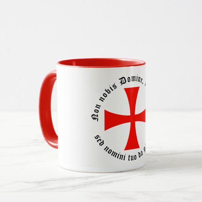 Kaffeetasse mit Templerkreuz und Templermotto Mugg (Framsida vänster)