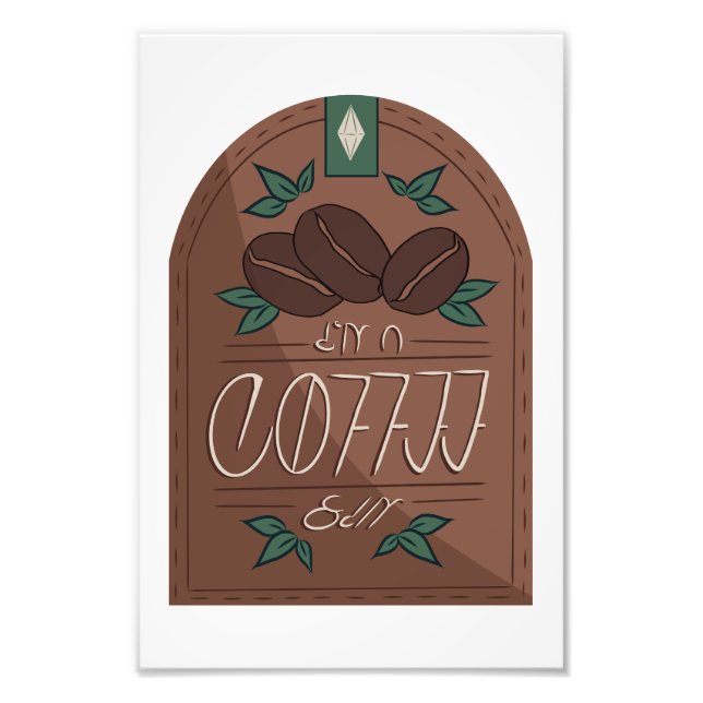 Kaffeetikettvektorgrafik från min Sims 4 CC Fototryck (Framsidan)