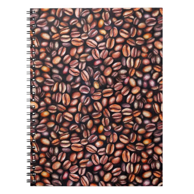 Kaffefån Pencil Teckning Mönster Rustic Brown Anteckningsbok (Framsidan)