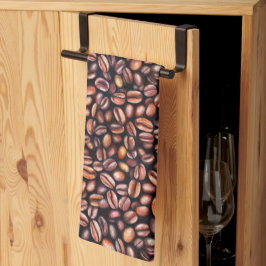 Kaffefån Pencil Teckning Mönster Rustic Brown Kökshandduk
