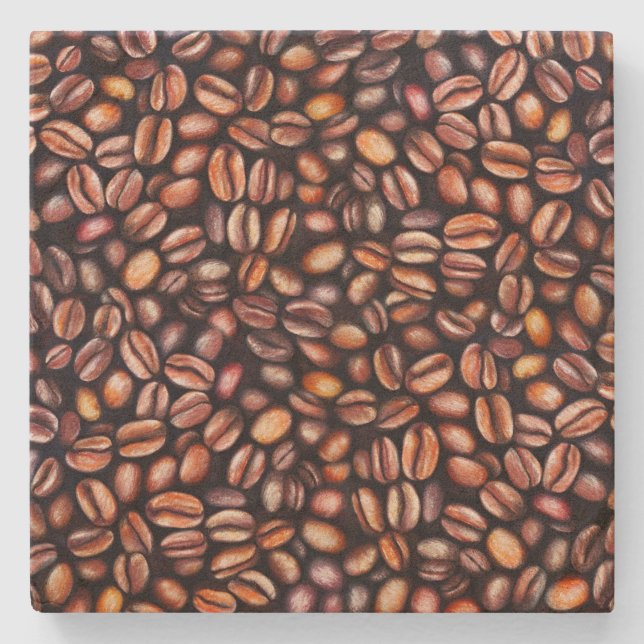 Kaffefån Pencil Teckning Mönster Rustic Brown Stenunderlägg (Framsidan)