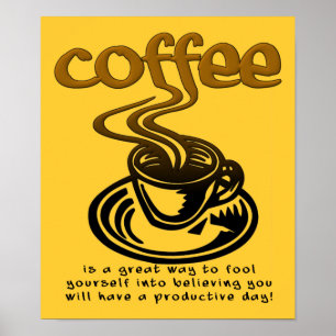 Kaffefåne Roligt Affischskylt Poster