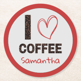 Kaffefantast Personligt Namn Kaffebönsdesign Underlägg Papper Rund