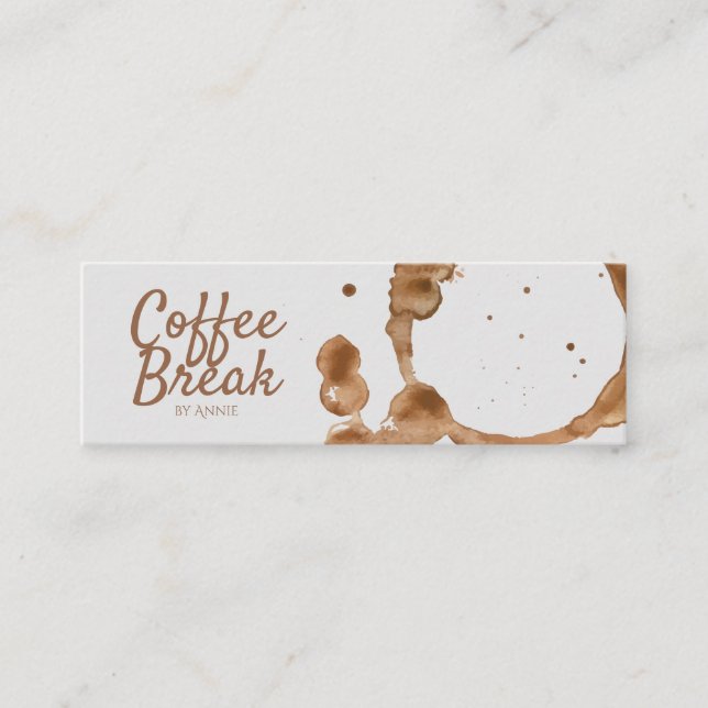 Kaffefläck och bönor mini visitkort (Framsida)