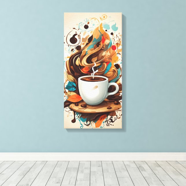 Kaffeflödesartikel Canvastryck (Insitu (trägolv))