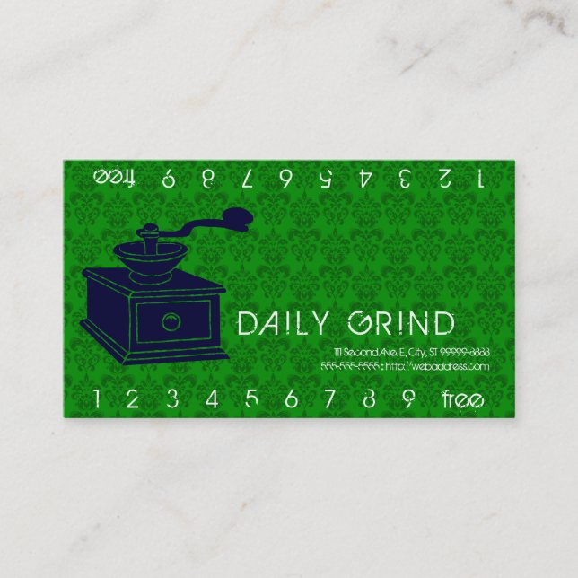 KaffeGrinder/lojalitetstansmaskin Lojalitetskort (Framsida)