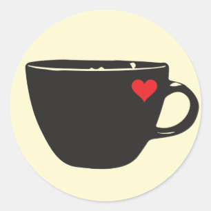 Kaffehjärtaklistermärke Runt Klistermärke