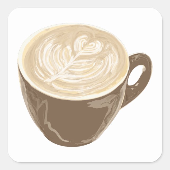 kaffehjärtekonst fyrkantigt klistermärke (Framsida)
