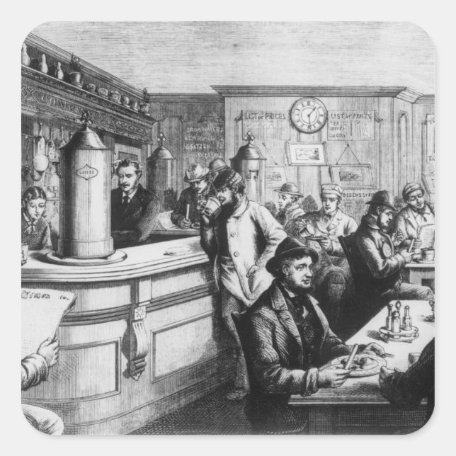 Kaffehus, Clerkenwell Fyrkantigt Klistermärke (Framsida)