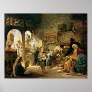 Kaffehus i Cairo, 1870s Poster
