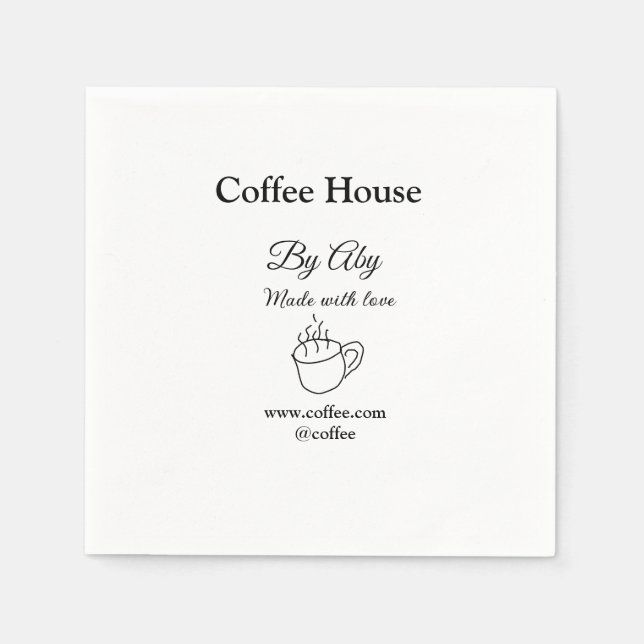 Kaffehus tillverkat med kärlek lägger till text we pappersservett (Framsidan)