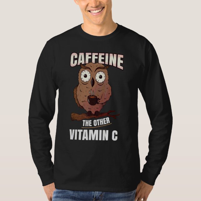 Kaffein, andra Uggla-vitamin, kaffedrycker av vita T Shirt (Framsida)