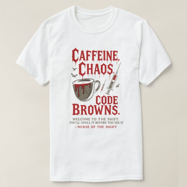 Kaffein, Chaos & Code  Nattnäsa T Shirt (Design framsida)