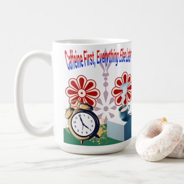 Kaffein först, allt annat senare Mugg (Med munk)