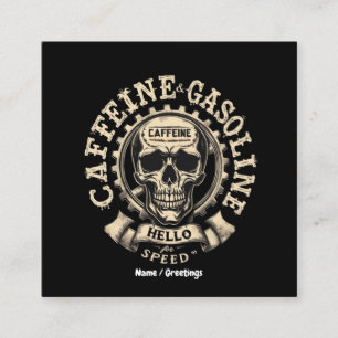 Kaffein och bensin Säg Hej till hastighetsbegränsa Fyrkantigt Visitkort