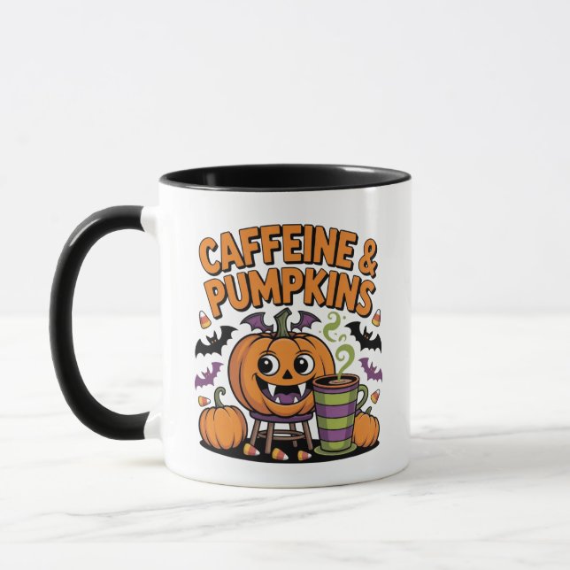 Kaffein och påsar - Halloween Design Mugg (Vänster)