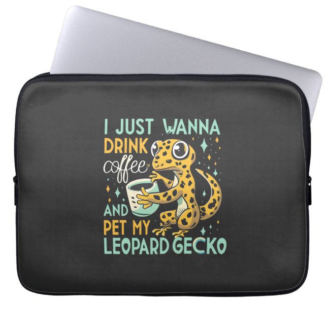 Kaffeinassistent: Leopard Gecko Coffee Bliss Laptop Fodral (Framsidan)