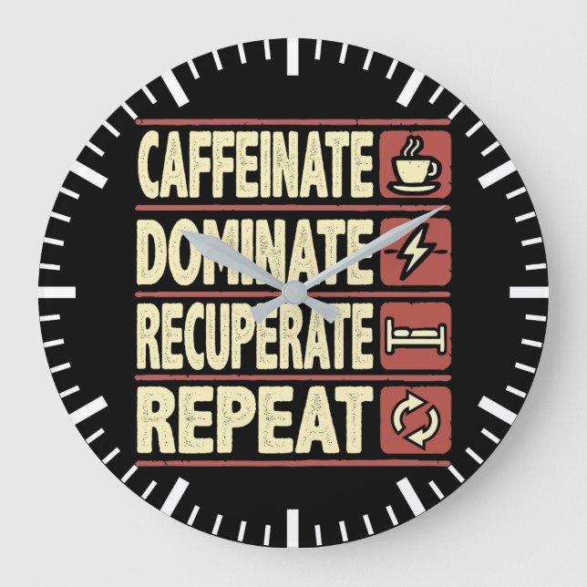 Kaffeinat, dominat, rekreera, upprepa - lyckades stor klocka (Framsida)