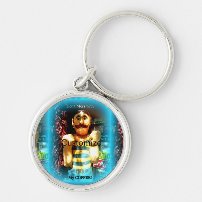 Kaffeinberoende Thunder_Cove Rund Silverfärgad Nyckelring (Framsidan)